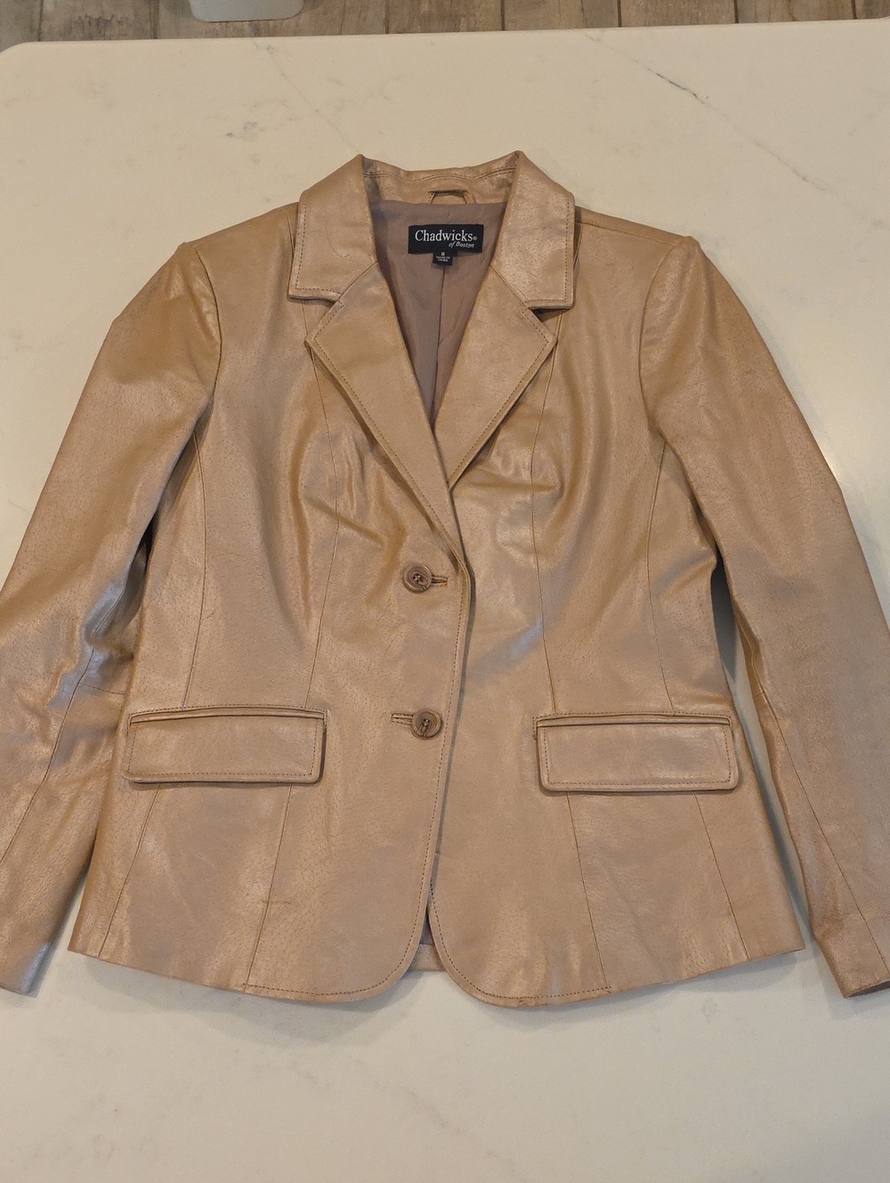 Chadwicks Light Tan Leather Blazer Jacket
